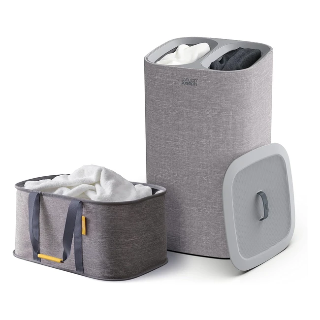 Ensemble 2 pièces panier linge pliable 35L et panier linge tota 60L avec 2 sacs amovibles gris