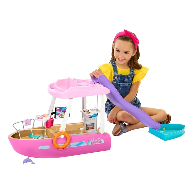 Barbie Dream Boat - Pink Barbie Boat with 6 Play Areas Pool Slide 20 Accessor