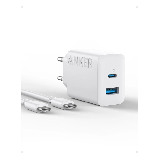 Anker 20W USB-C Netzteil für iPhone 15, iPad und mehr - Schnellladegerät mit 150cm USB-C Kabel
