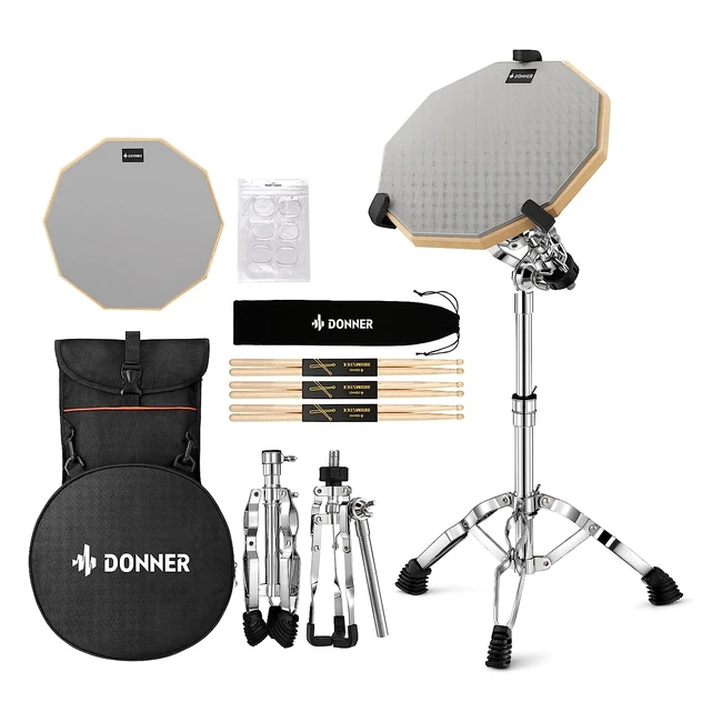 Pads d'entraînement 30cm avec pied, baguettes 5A, atténuateurs d'harmoniques en gel, sac à dos