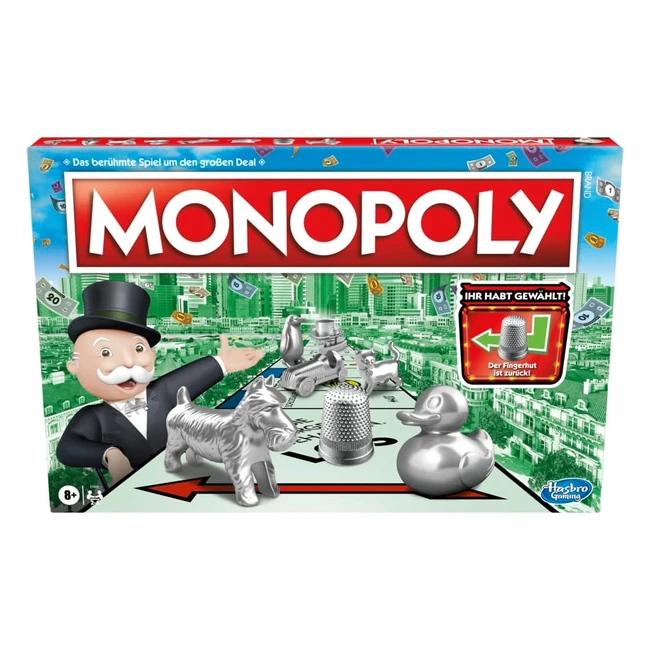 Monopoly Spiel Familienspiel für 2-6 Spieler ab 8 Jahren mit 8 Spielzeugfiguren