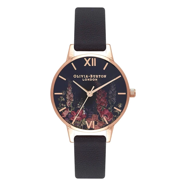 Olivia Burton Women's Quartz Watch with Black Leather Strap - OB16WG43