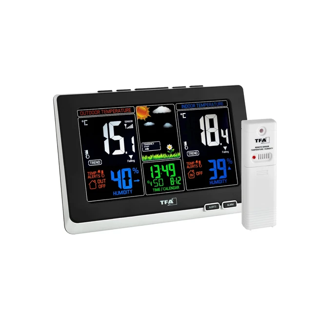 Stazione Meteo Wireless TFA Dostmann Spring 35112901 - Previsioni Tempo, Allarme Temperatura - Nero