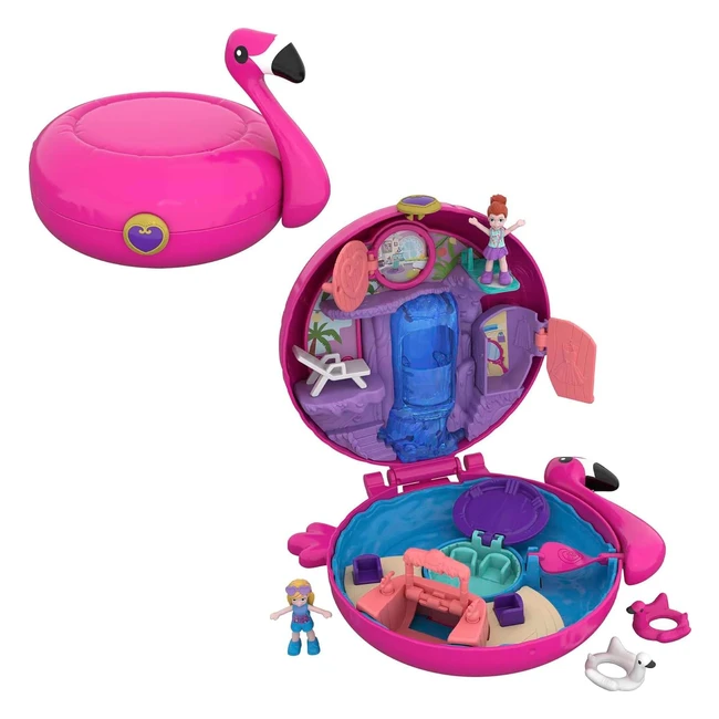 Polly Pocket Fry38 World Flamingo Swim Ring Box Puppen-Spielset für Mädchen ab 4 Jahren