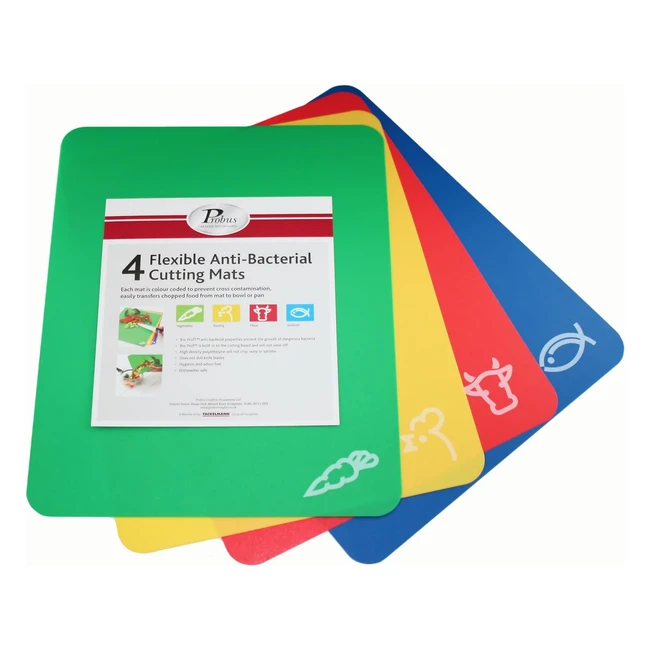 Fackelmann Flexible Cutting Mats Set of 4 - Colour Coded for Food Types - Plasti