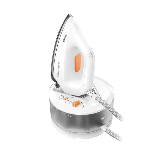 Plancha de Vapor Braun CareStyle Compact, Suela FreeGlide 3D, Presión de 55 bar, Gran Depósito de Agua de 1.5L, Función Eco