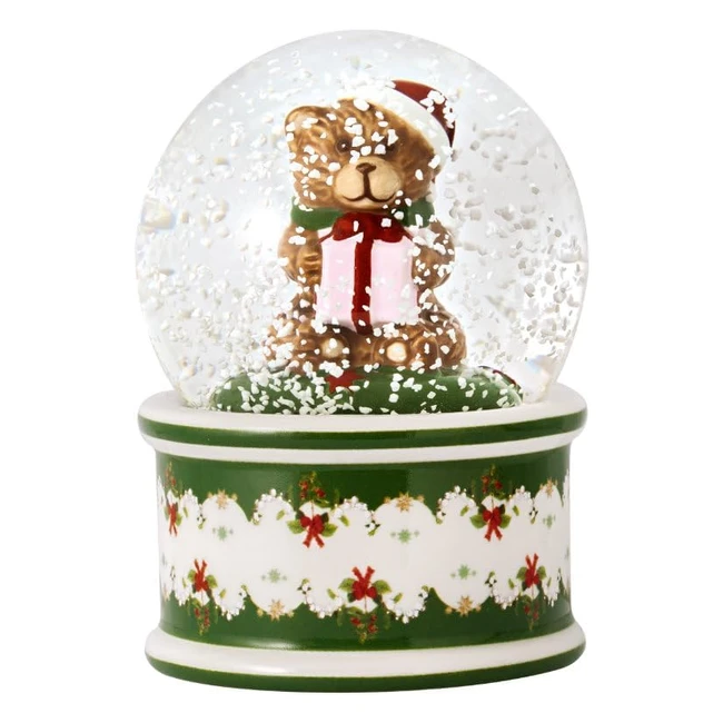 Villeroy & Boch Christmas Toys Snow Globe - Small Bear 65x65x9cm - Porcelain/Glass - Multicoloured