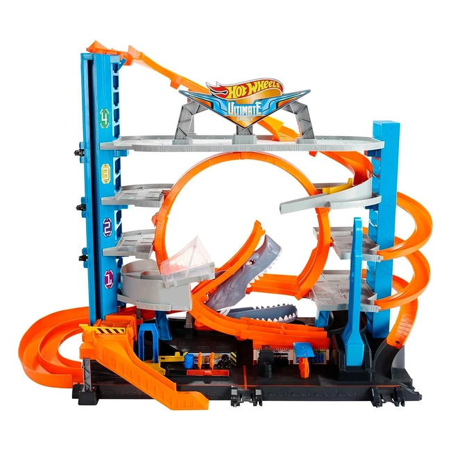Hot Wheels FTB69 City Ultimate Car Park Garage mit Hai fr 90 Autos Looping-Tr