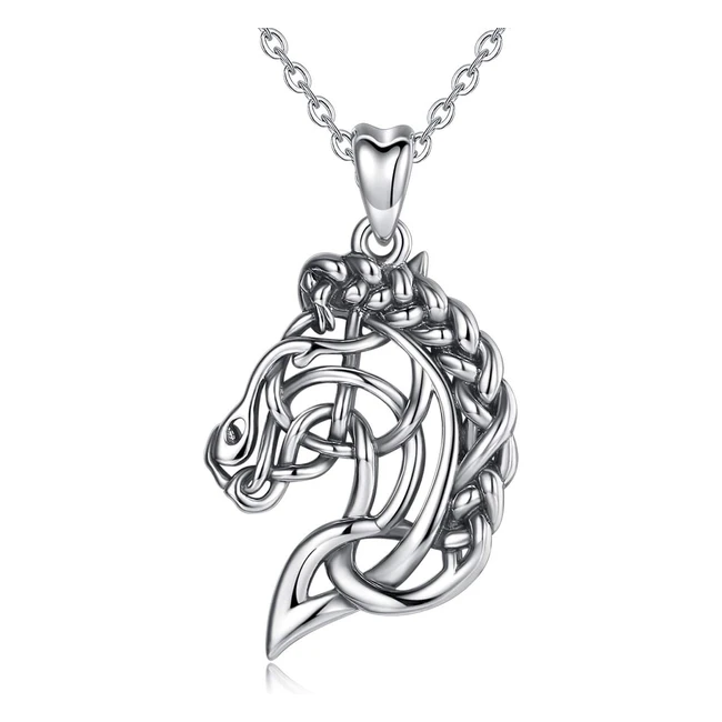 Celestia Sterling Silver Celtic Horse Necklace - Horse Gifts for Women & Girls - Equestrian Fans