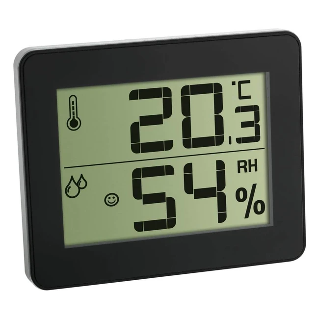 Thermohygromètre Digital TFA Dostmann 30502701 - Contrôle Température et Humidité Intérieures - Valeurs Max et Min - Noir