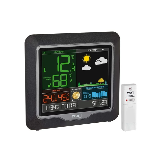 Station météo radio TFA Dostmann Season 35115001 avec capteur extérieur, phases de lune et horloge intérieur/extérieur