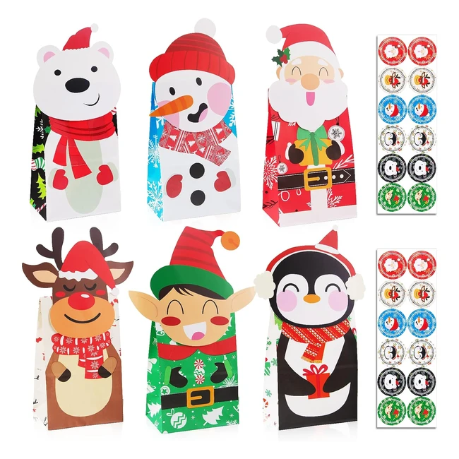 Sacchetti Regalo Natale Gintan - 24 Pezzi 4 Stili Alta Qualit