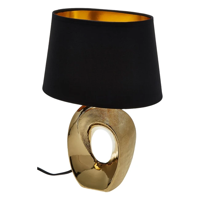Lampe de Table Taba Dorée - Socle en Céramique - Abat-jour en Tissu - Réf. XYZ - Éclairage Chaleureux