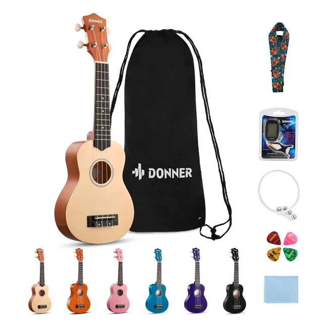Donner Ukelele para Niños Principiante Soprano Kit 21 Pulgadas - Sonido Cálido y Rico