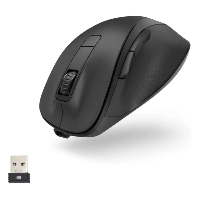 Hama ergonomische Maus, kabellose Maus, 6 Tasten, 2,4 GHz Bluewave, 800-1200-1600 DPI, optische Maus, ergonomische Maus für Laptop/PC, batteriebetrieben, für Rechtshänder, schwarz