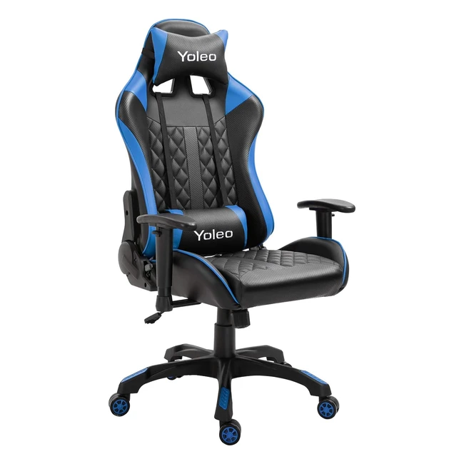 Silla Gaming Profesional Yoleo - Ajustable y Ergonómica - Carga Máxima 150 kg - Azul