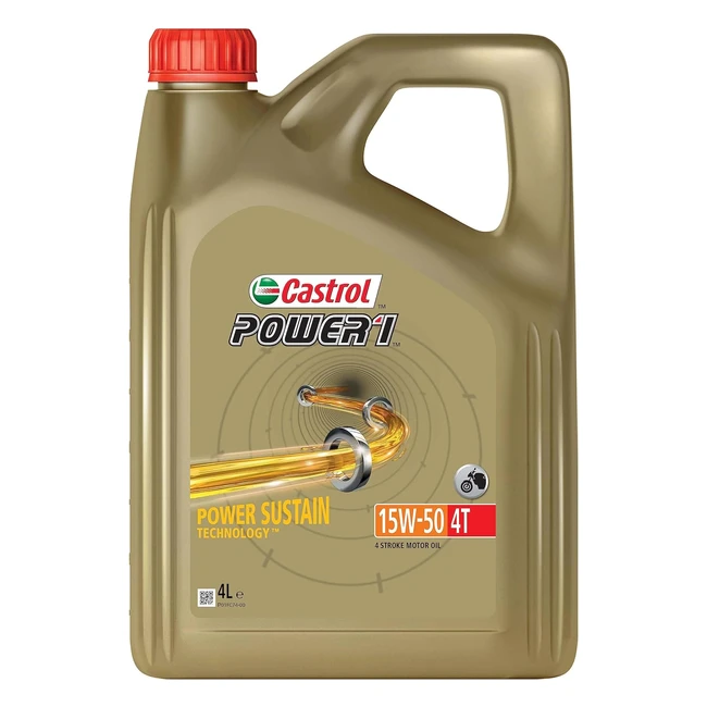 Aceite de moto Castrol Power1 4T 15W50 4L - Tecnología Power Sustain