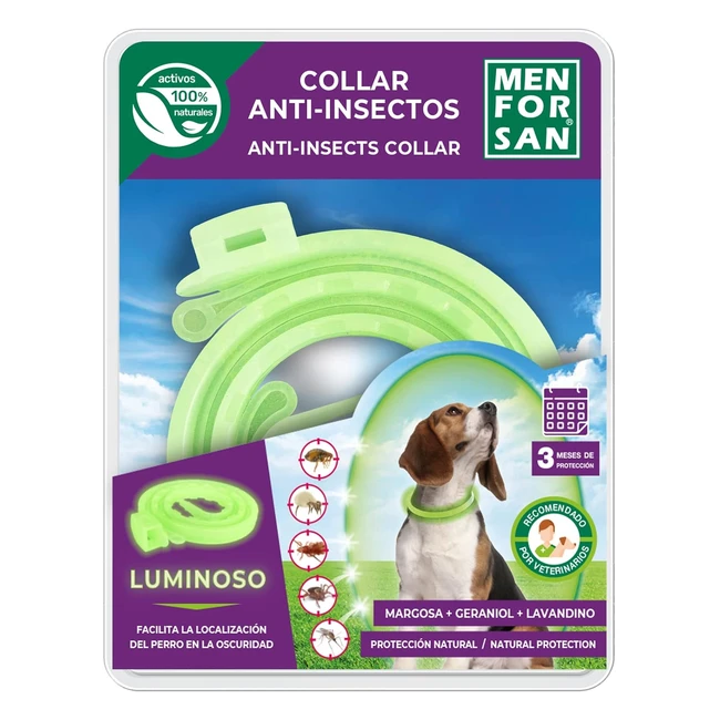 Collier anti-insectes luminescent pour chiens Menforsan 3 rpulsifs naturels 