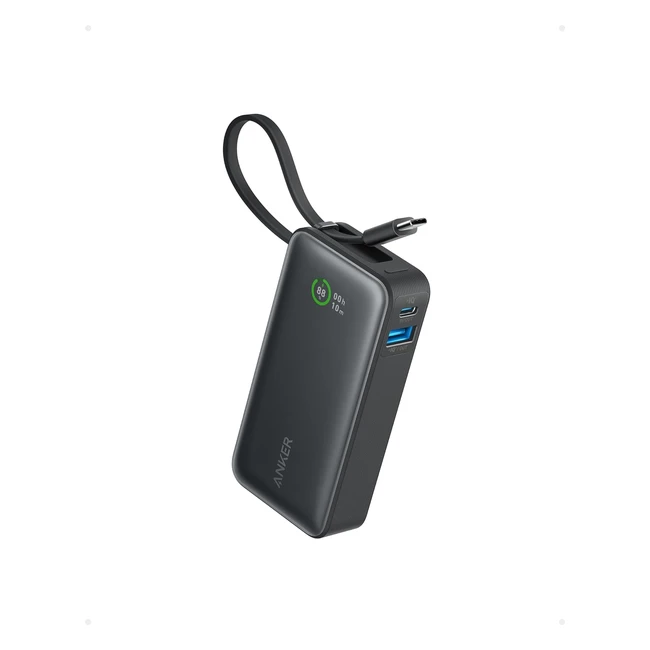 Anker Nano Powerbank 10000 mAh - Carga rápida PD 30W - Cable USB-C Integrado - Compatible con iPhone, MacBook, Galaxy, iPad y más