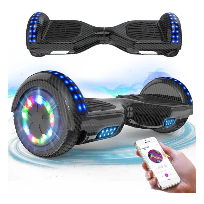 RCB Hoverboards for Kids & Adults - 65 inch Segways with Bluetooth Speaker & Colorful LED Lights