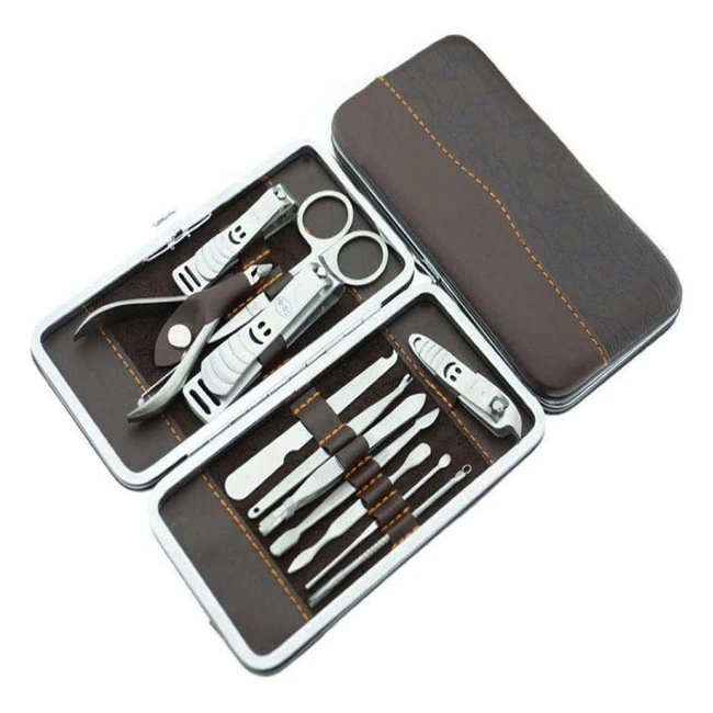 12pc Unisex Manicure Nail Clipper Set - Stainless Steel Travel Case
