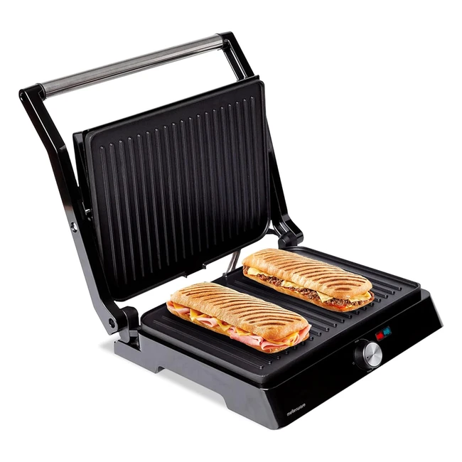 Parrilla Eléctrica Mellerware Hotty 2200W - Regulador Temperatura LED - Apertura 180° - Placas Adaptables - Gran Superficie 2946cm - Grill Acero Inoxidable