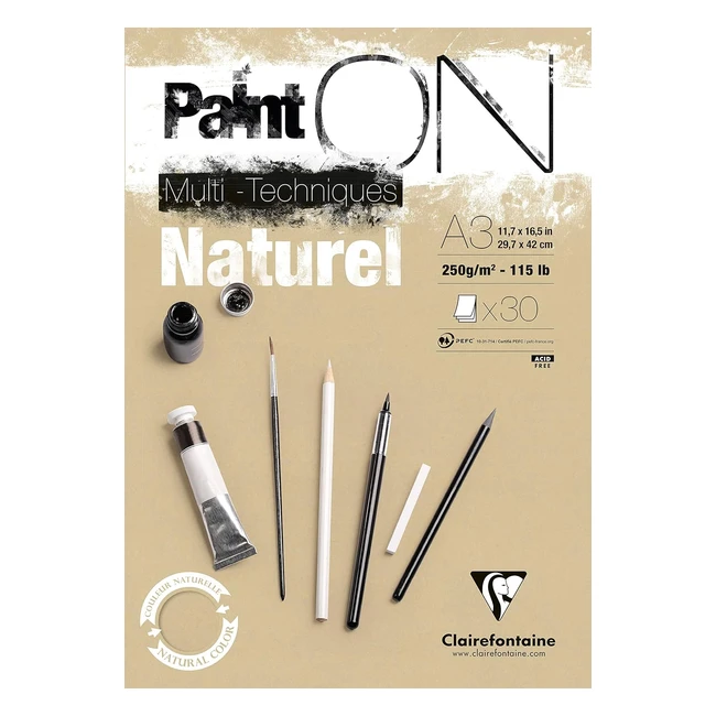 Clairefontaine 96541C Blocco Collato Painton Multitecnica - Carta da Disegno A3 297x42 cm 250g