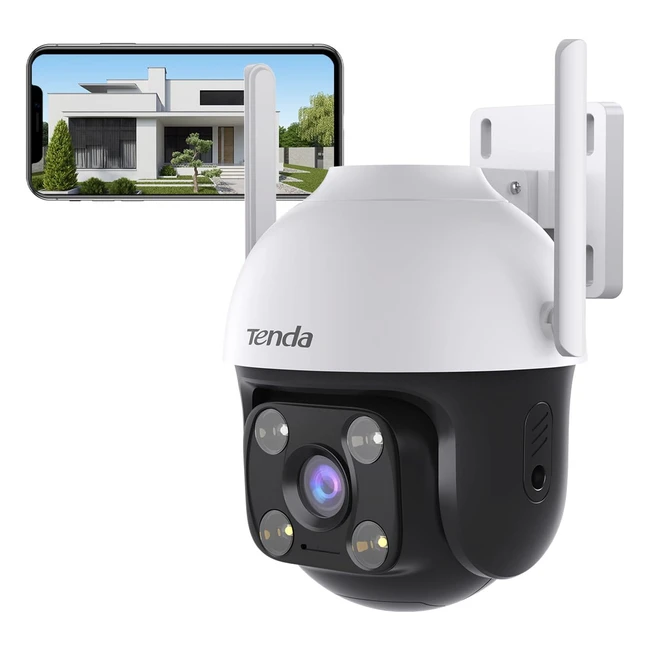 Tenda 360 Security Camera Outdoor - Color Night Vision - 2-Way Audio - AI Human Detection - Works with Alexa - CH3 1080P