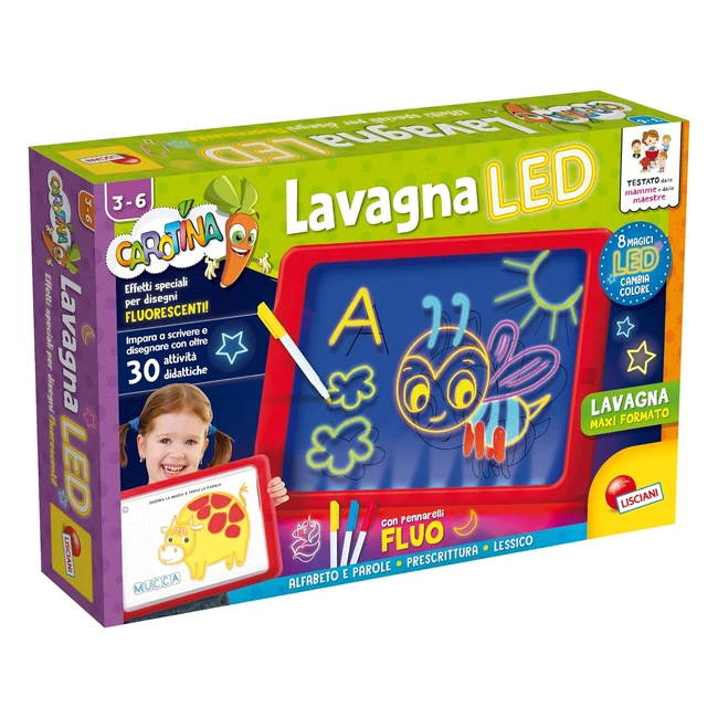 Lisciani Giochi Carotina Lavagna LED - Effetti Speciali - Formato 46x22cm