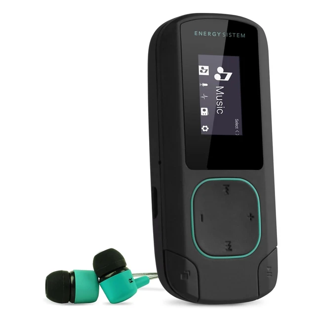 Energy Sistem Energy MP3 Clip Bluetooth Mint - Reproductor MP3 Portátil 8GB Clip Radio FM y MicroSD - Detalle Menta