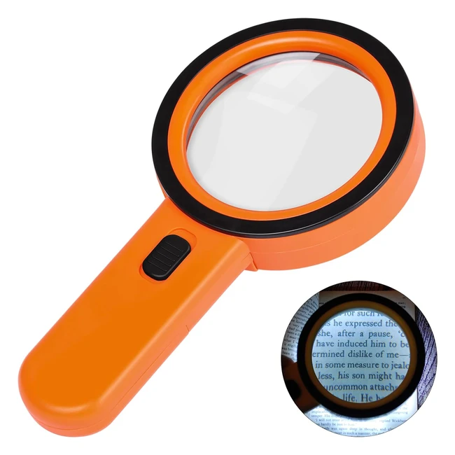 Aixpi Magnifying Glass with Light 30X - Handheld Large Magnifier - 12 LED Illumi