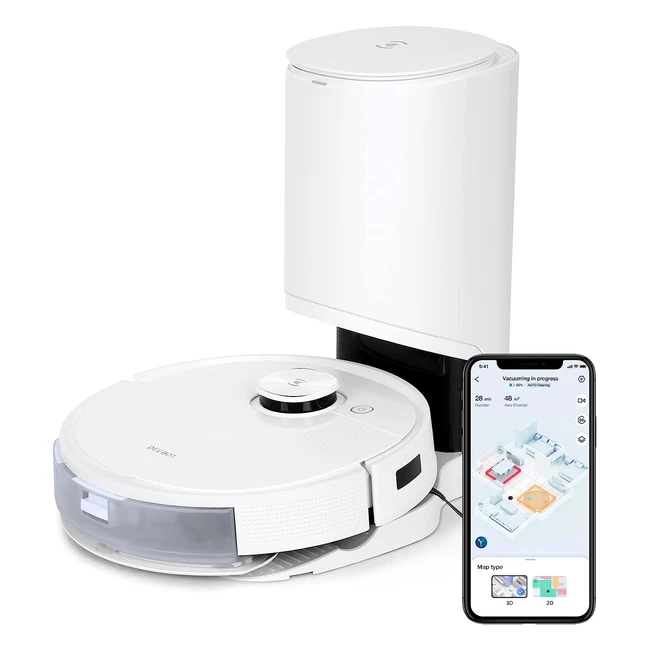 Ecovacs Deebot T9 Staubsauger Roboter mit Saugstation 3000 Pa 3D Hinderniserkennung Roboter Staubsauger mit Wischfunktion 175 Minuten Akku Alexa Weiß