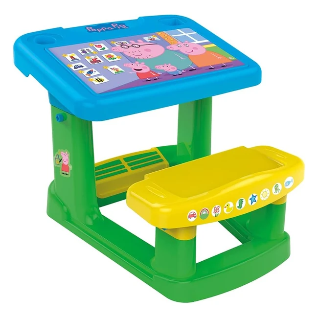 Pupitre infantil Peppa Pig, gran superficie de trabajo, incluye láminas para colorear