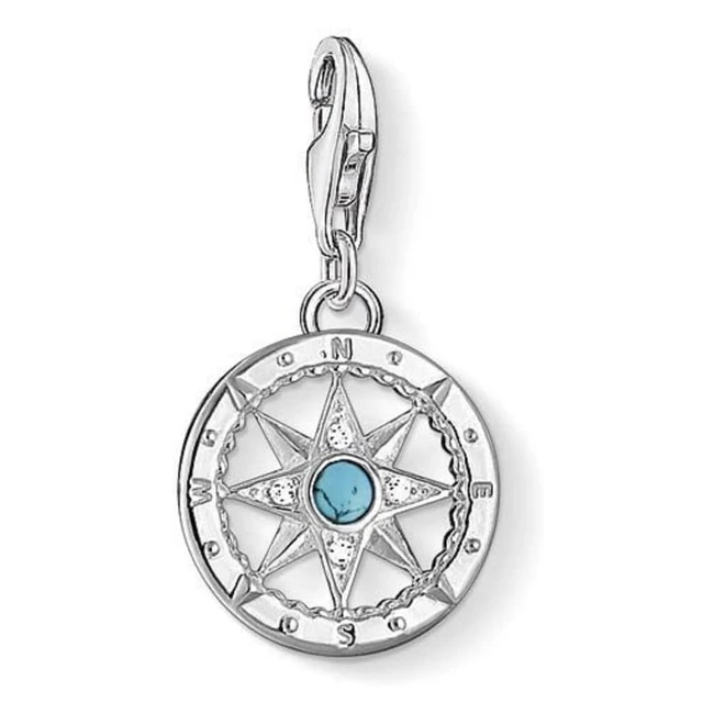 Thomas Sabo Women Charm Pendant Compass Travel Charm Club 925 Sterling Silver