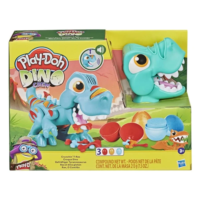 Play-Doh Dino Crew Voracious Tyrannosaurus Spielzeug für Kinder ab 3 Jahren mit lustigen Dinosauriergeräuschen und 3 Eiern à 70 g
