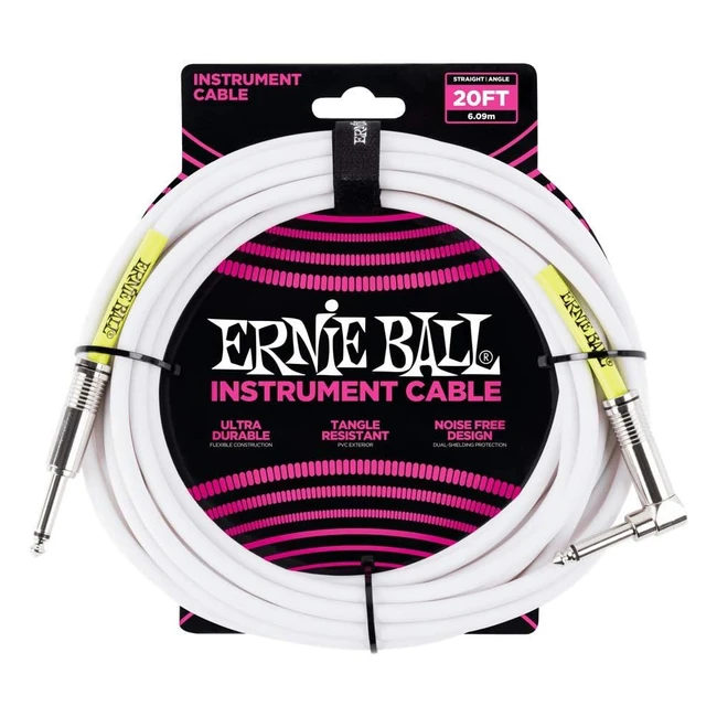 Câble d'instrument Ernie Ball droit et coudé 6m blanc - Référence 9999