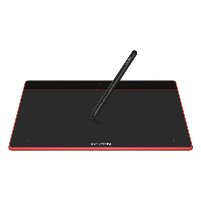 XP-Pen Deco Fun L - Tableta Gráfica de Dibujo 10x6 Pulgadas - Lápiz Capacitivo Pasivo - 8192 Niveles - Inclinaciones 60 Grados - Mac Windows Chrome OS Android - Color Rojo