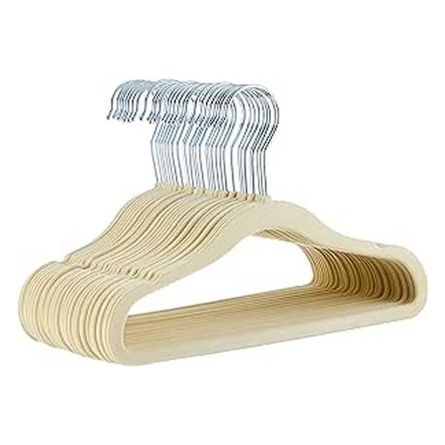 Amazon Basics Kinder-Kleiderbügel rutschfest für Baby, Kleinkind & Kinderkleidung, beige, 30er Pack