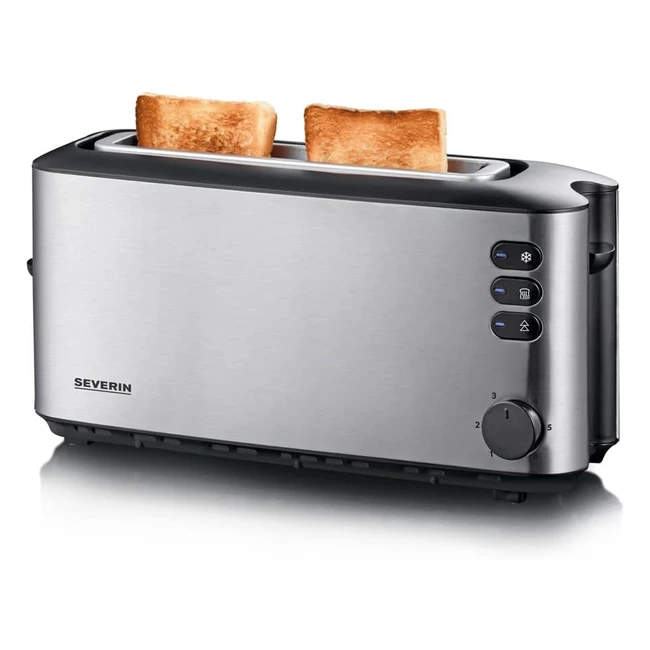 Grille-pain automatique Severin 1000W - Toaster compact 1 fente - Grille-pain électrique avec réglage du degré de brunissage - Fonction décongélation - Inox/Noir