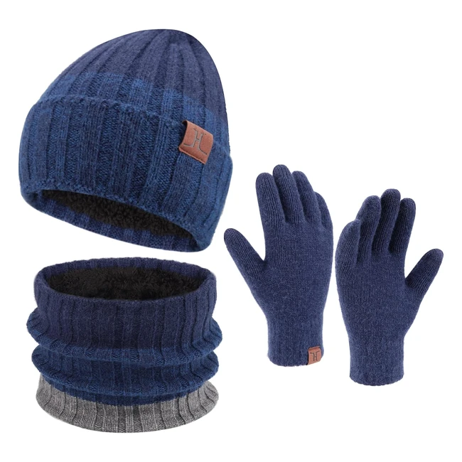 Zasfou Winter Knitted Hat Scarf Gloves Set - Warm & Touchscreen - Free Delivery