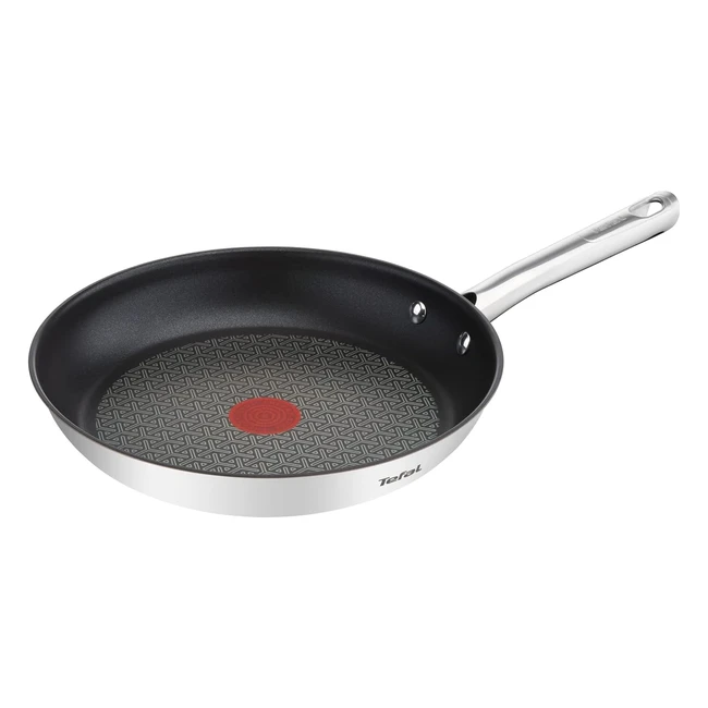 Tefal A70404 Duetto Edelstahlpfanne für Induktionsherde 24 cm - Antihaftbeschichtung, Thermo-Spot