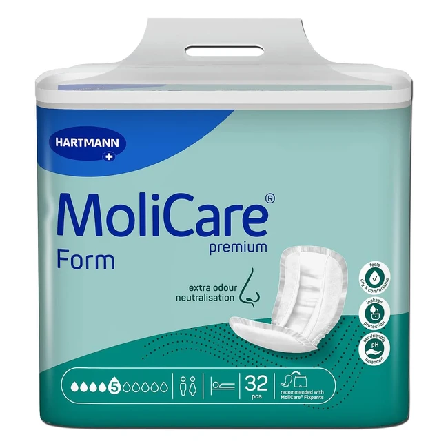 Molicare Premium Form 5 Tropfen für mittlere Inkontinenz - Maximaler Schutz, extra Auslaufschutz und Diskretion für Frauen und Männer - 32er Pack