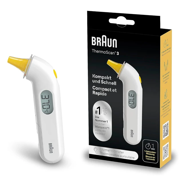Braun IRT3030 Thermoscan 3 Infrarot Ohrthermometer mit Schutzhülle - Schnelle Messung