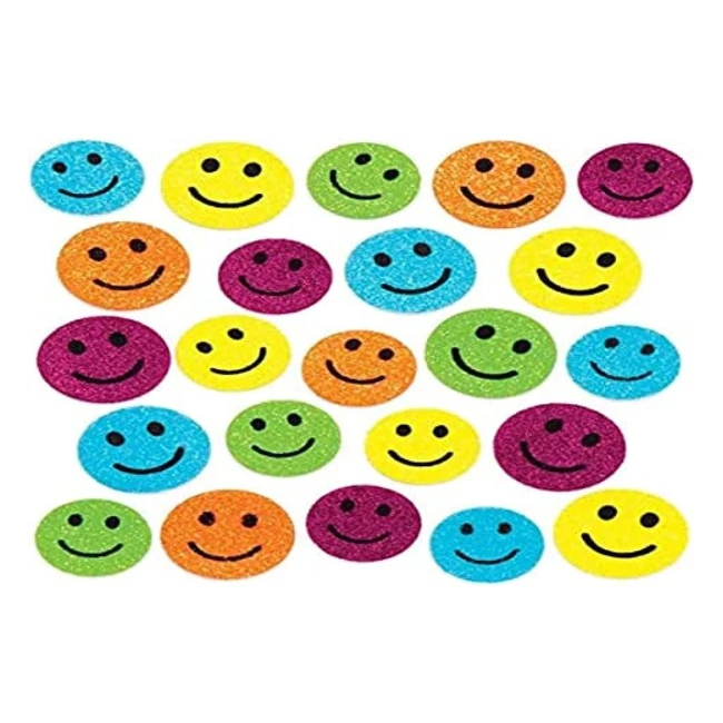 Autocollants visages souriants en mousse scintillante - Lot de 100