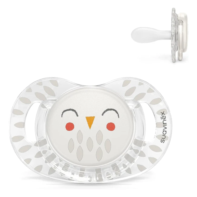 Sucette Suavinex pour bébés 18 mois, tétine symétrique SX Pro en silicone, plus plate et flexible, réversible, Bonhomia beige