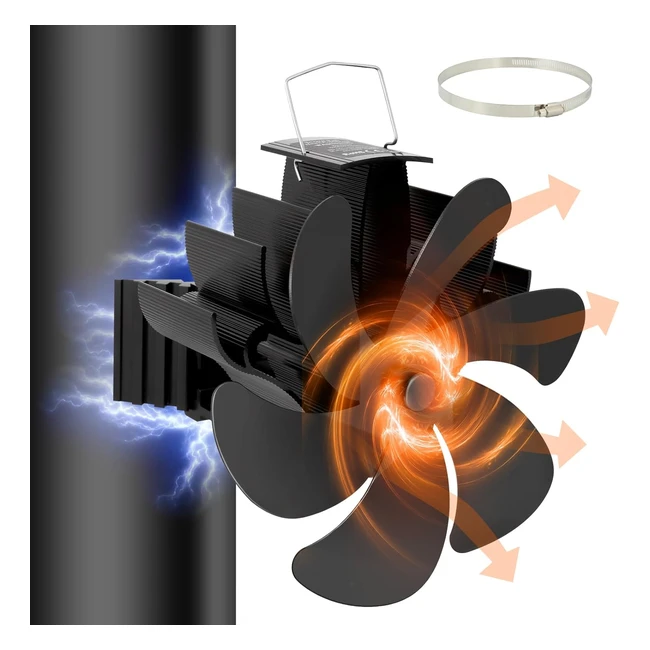 Upgrade Ventilateur Poêle 6 Pales - Fonctionnement Silencieux - Alimenté par la Chaleur - Cheminée Bois