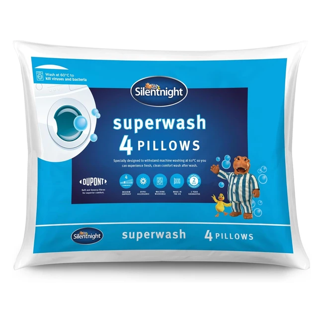 Silentnight Superwash Pillows 4 Pack - Medium Support, Machine Washable