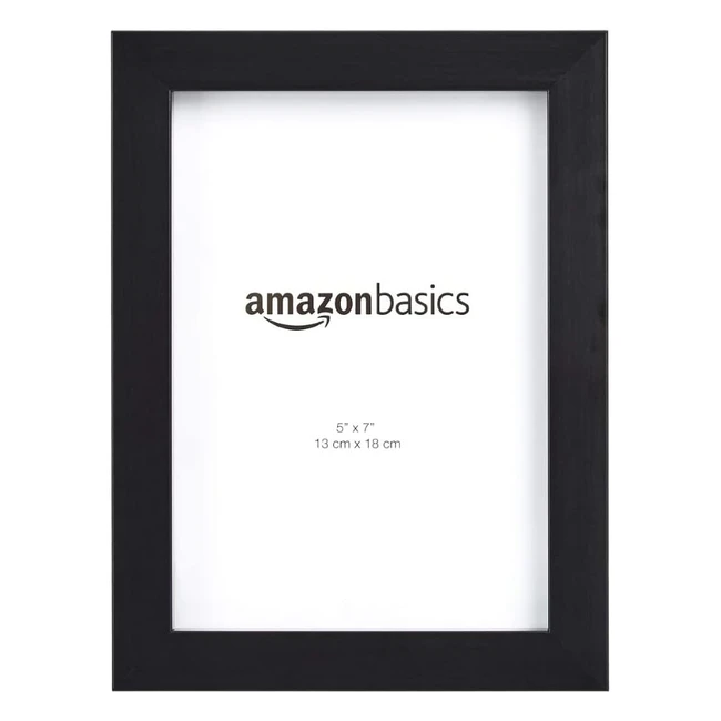 Amazon Basics Rectangular Photo Frame 2-Pack Black 13x18 cm - Simple Classic Design, Easelback & Hooks