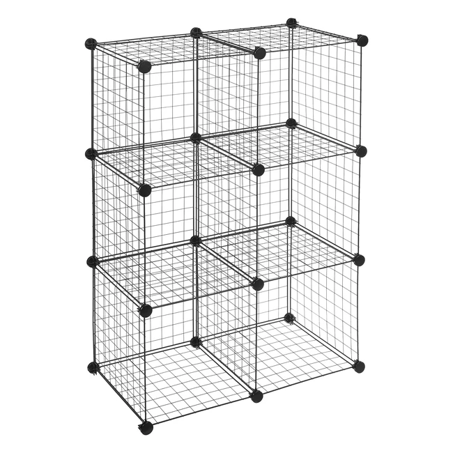 Amazon Basics 6 Shelves Cube Storage Unit - Metal Wire Mesh - 60lbs Capacity - Black