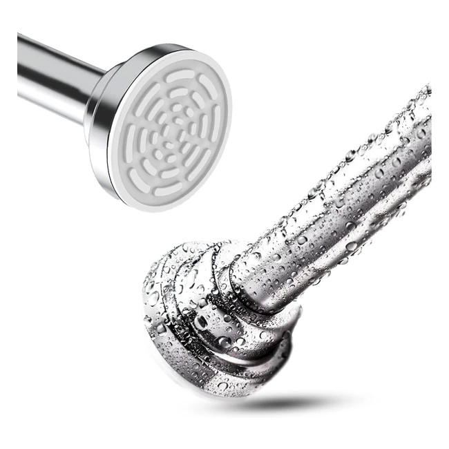 Rocoel Shower Curtain Rail 120-210 cm | No Drill Stainless Steel | Extendable Tension Rod Pole | Heavy Duty
